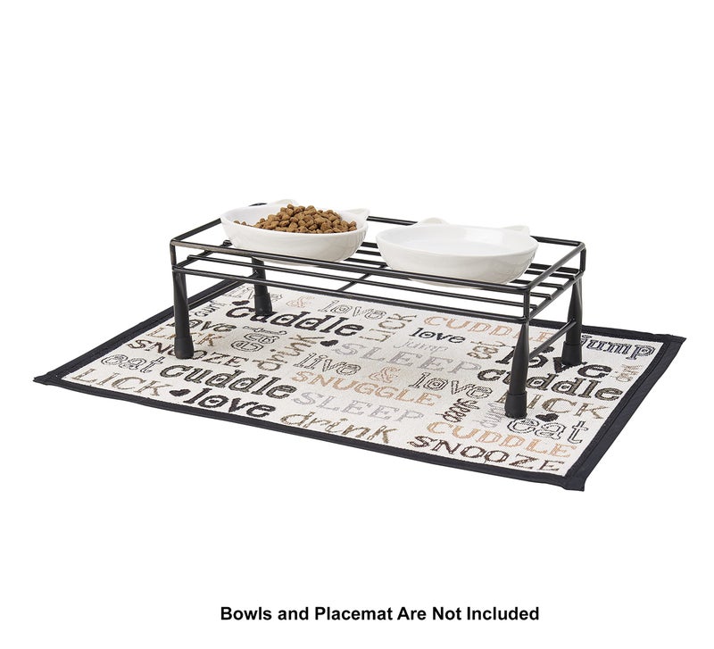 PetRageous 81030 Gizmo's Set The Table Steel Frame Dog Feeder, 3-Inch Tall Dining Table by 13-Inch Long and 5.75-Inch Wide, Holds Two 5.5-Inch Diameter Bowls, for Small and Medium Dogs and Cats, Black - Image 5
